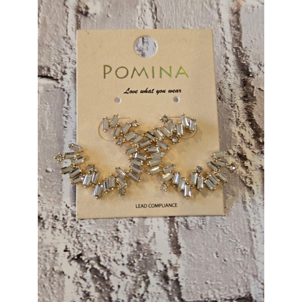 Pomina Gold Hoop Earrings Shiny Crystals